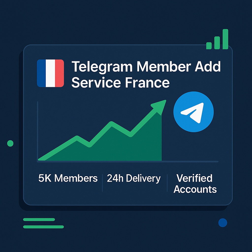 Analytics dashboard for Telegram member add service France showing growth metrics and delivery window