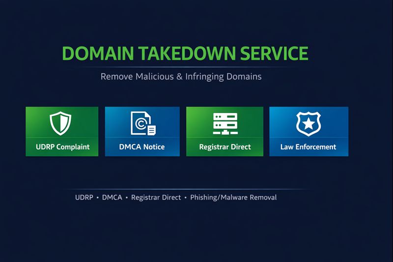 Domain takedown service: UDRP, DMCA, registrar removal methods for malicious domain suspension