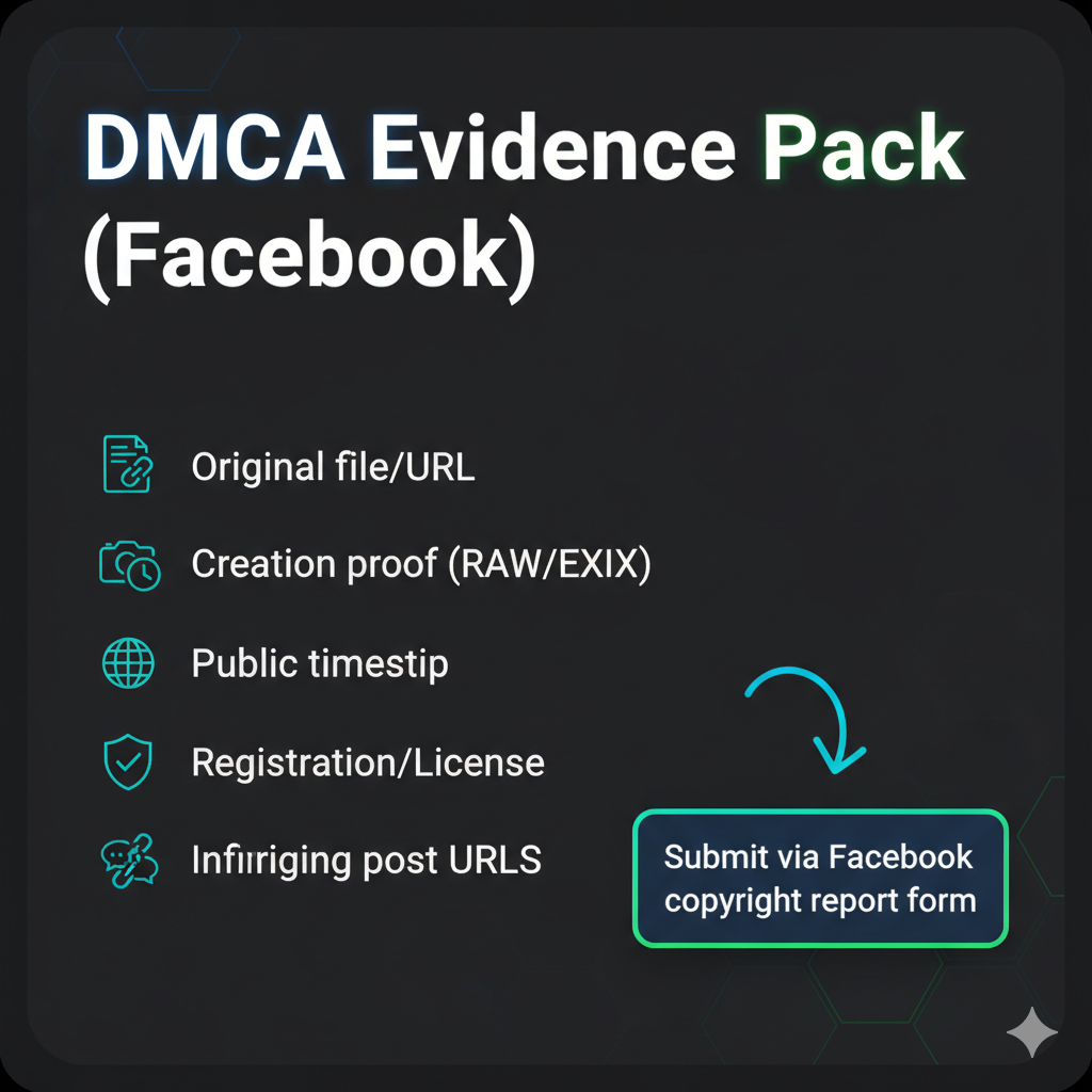Evidence checklist for Facebook DMCA: originals, metadata, timestamps, registration