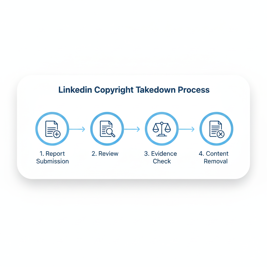 LinkedIn copyright report and removal process infographic