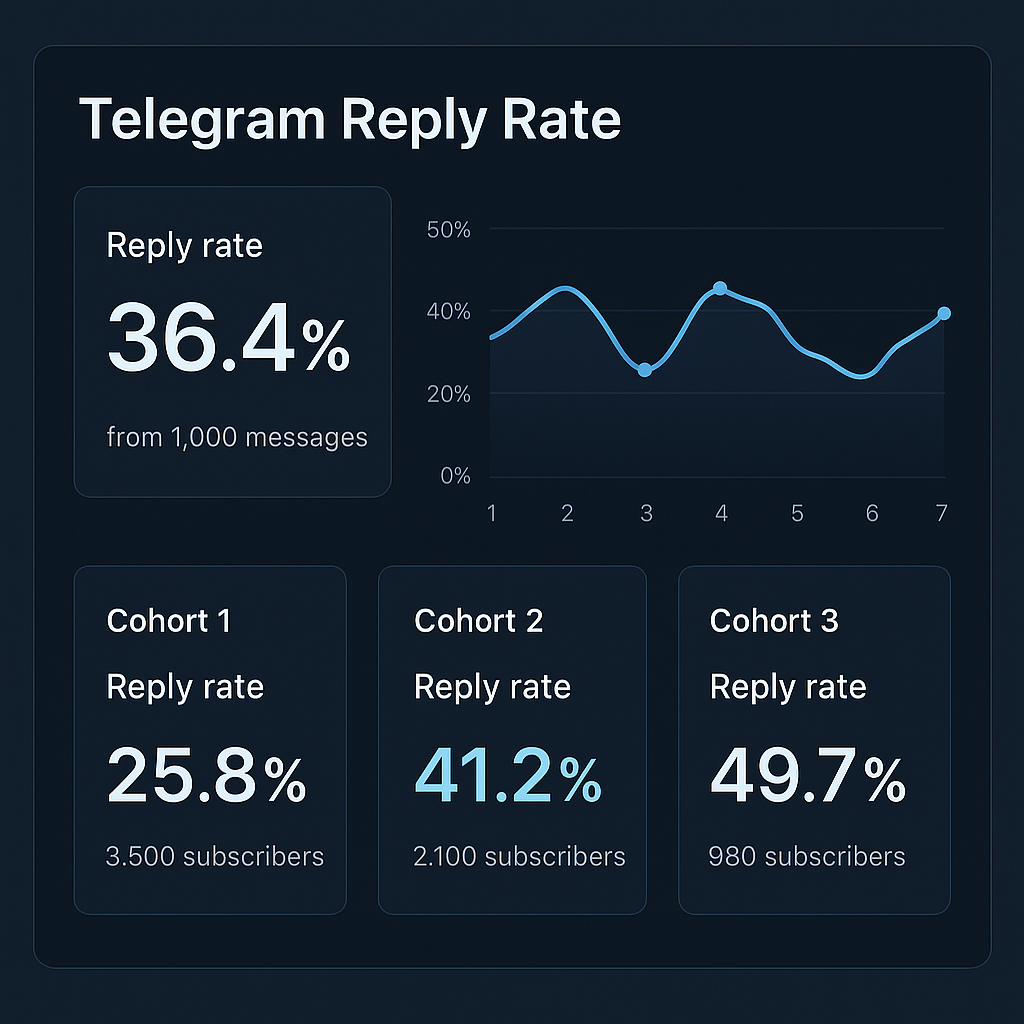reply rate dashboard for telegram mass dm cohorts