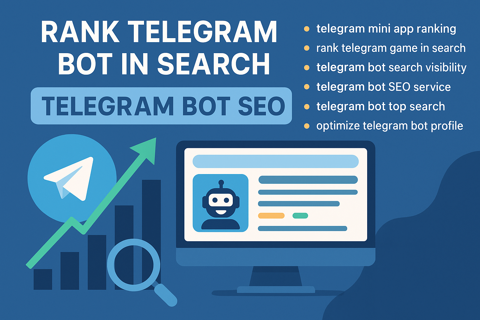 Workflow for Telegram bot SEO: keyword research, profile optimization, behavioral signals, and rank tracking