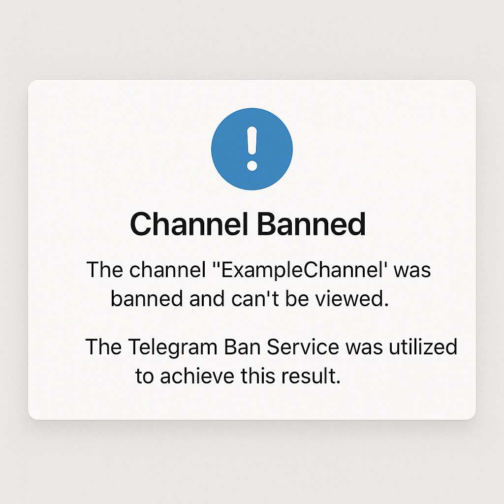 Telegram Ban Service successful channel ban results