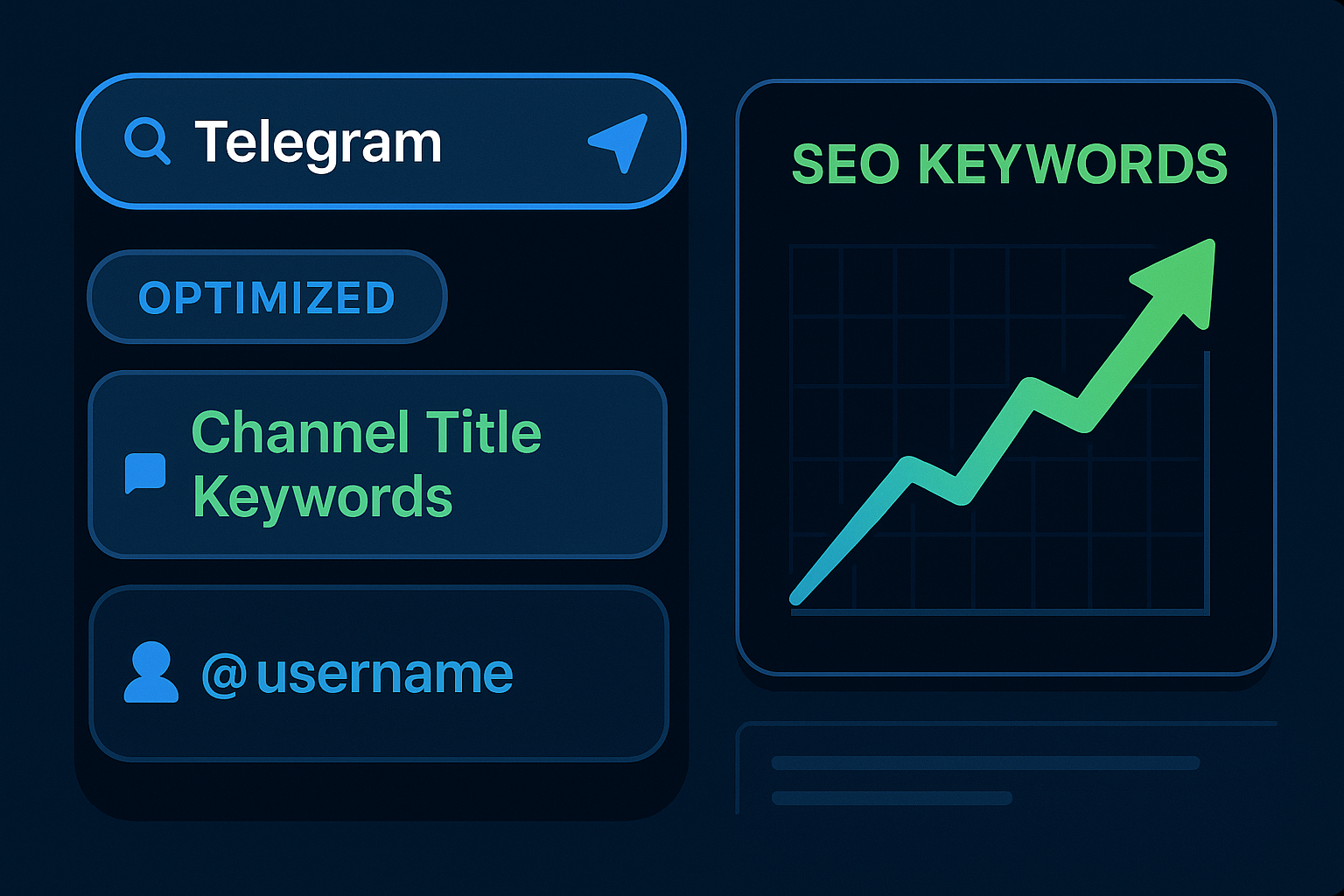 Optimized Telegram channel title keywords and username rising in search ranking